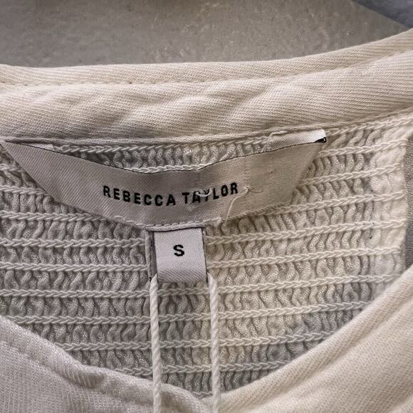 NWT Rebecca Taylor Long Sleeve Twill Blouse Sz S White - Picture 13 of 16